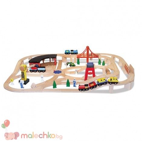 Дървена влакова композиция Melissa&Doug 132 части