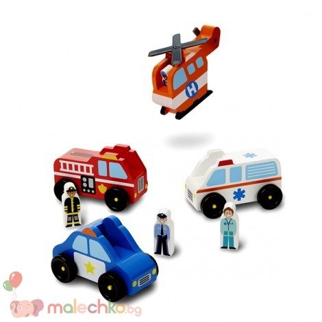 Дървени коли Спешен отряд Melissa&Doug