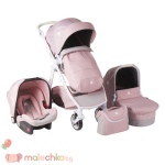 Комбинирана бебешка количка 3в1 Kika Boo UGO Pink