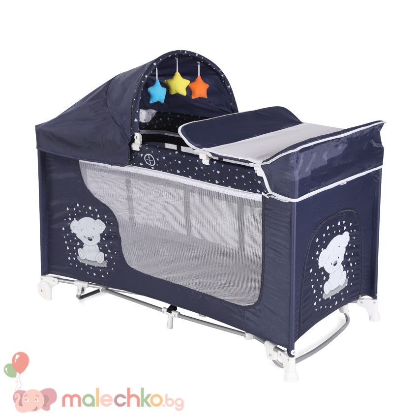 Бебешка кошара Lorelli Moonlight Dark Blue Teddy Bear