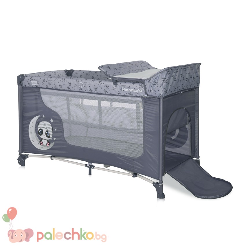 Бебешка кошара две нива Lorelli Moonlight Cool Grey Pandas - Image 3