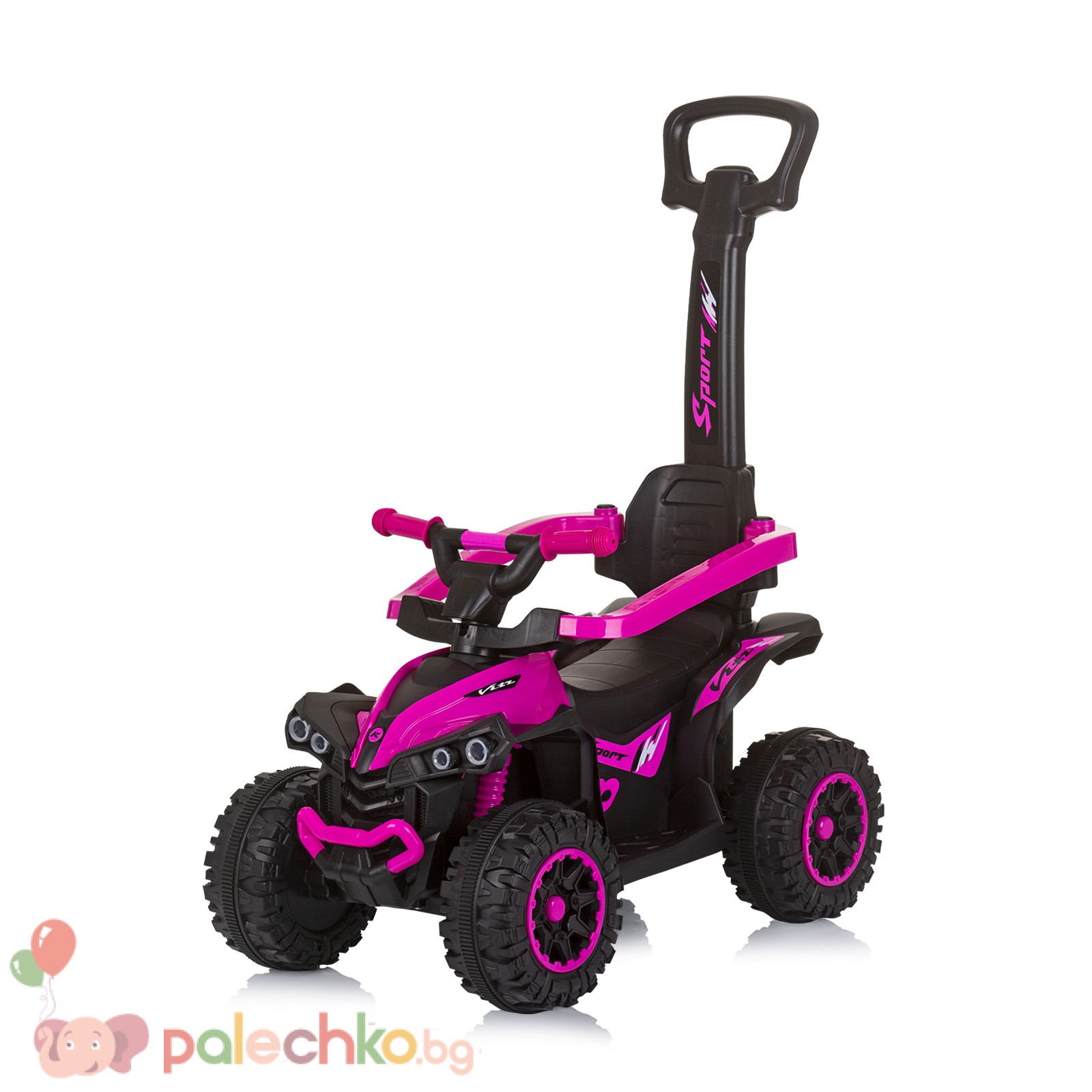 Кола за яздене с дръжка Chipolino ATV Розова - Image 2