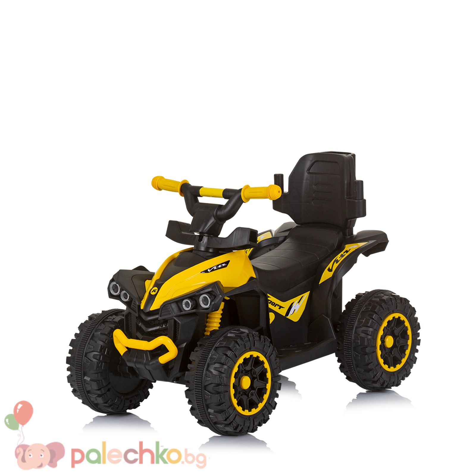 Кола за яздене с дръжка Chipolino ATV Жълта - Image 4