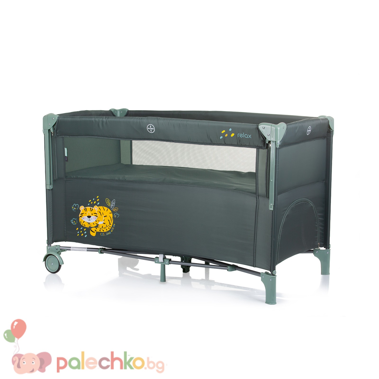 Бебешка кошара с падаща страна Chipolino Релакс Пастелно Зелено - Image 2