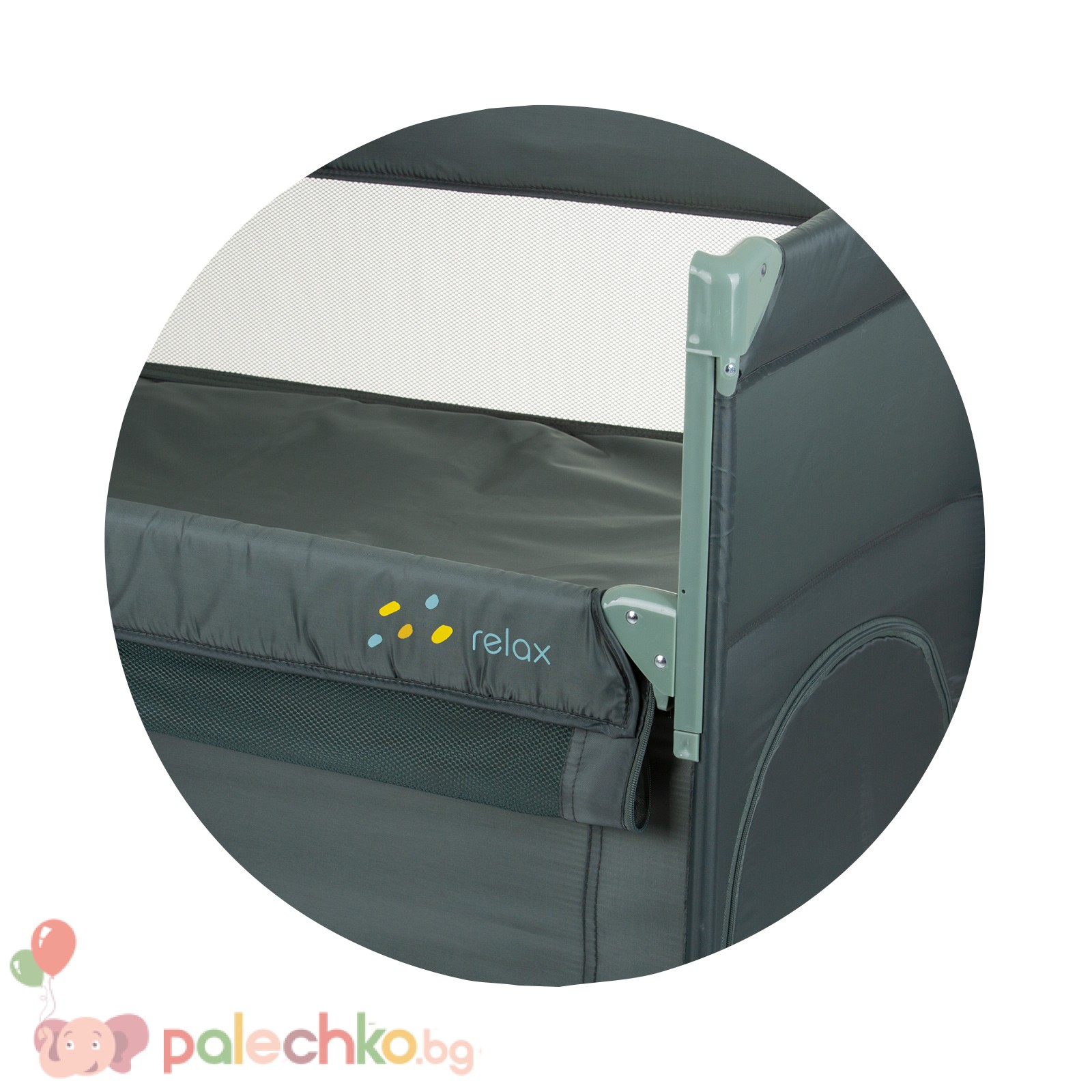 Бебешка кошара с падаща страна Chipolino Релакс Пастелно Зелено - Image 5