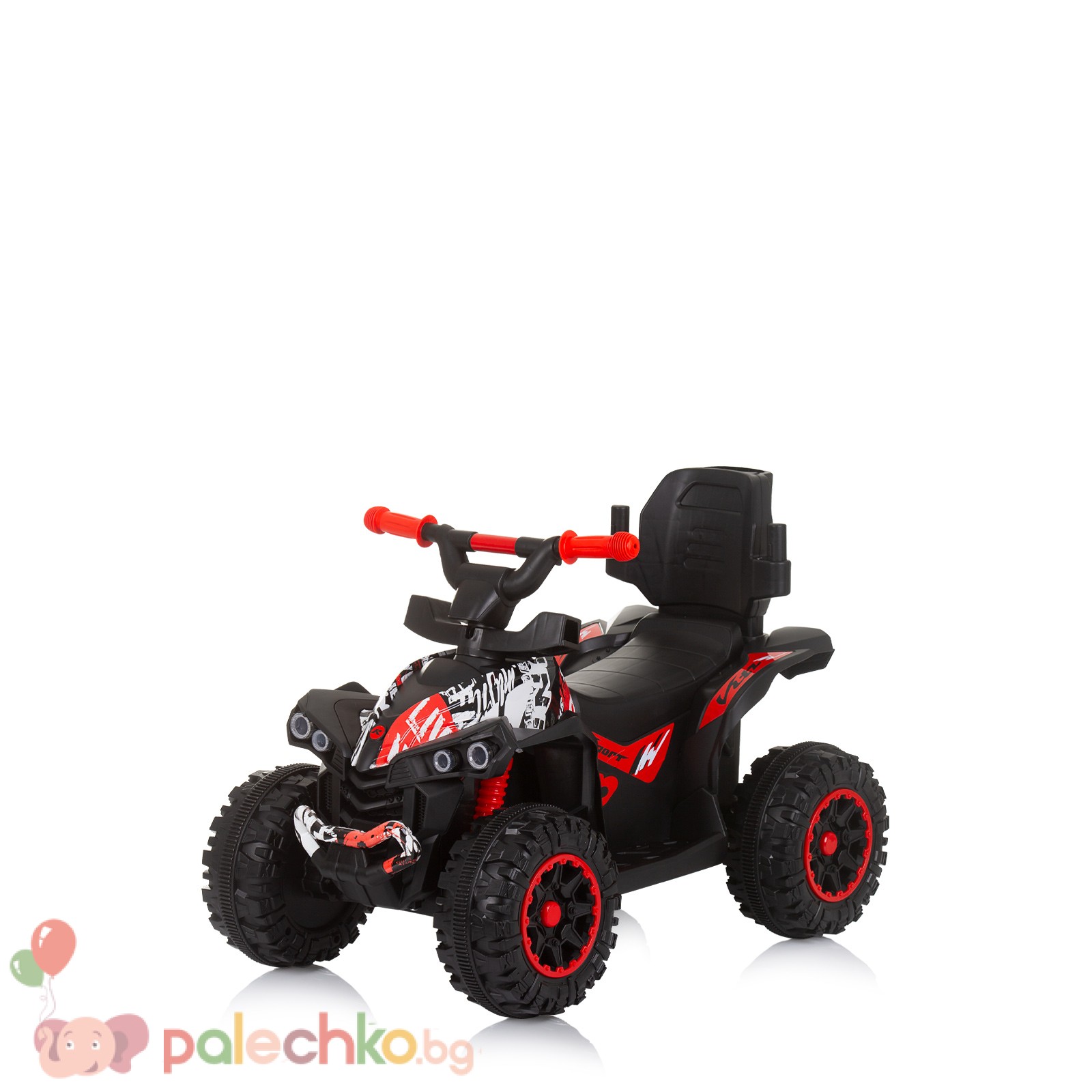 Кола за яздене с дръжка Chipolino ATV Бяло/Червено - Image 5