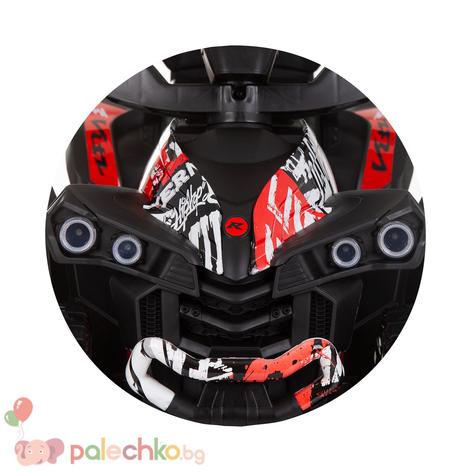 Кола за яздене с дръжка Chipolino ATV Бяло/Червено - Image 6