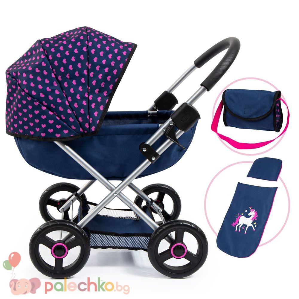 Количка за кукли с одеяло Bayer Cosy Синя