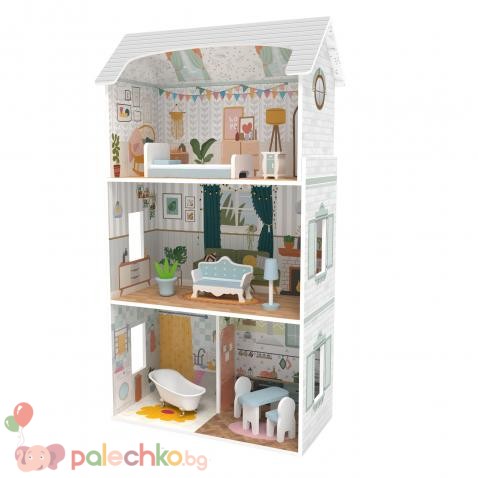 Дървена къща за кукли Moni Toys 8211