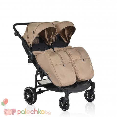 Бебешка количка за близнаци Moni TwinGo Camel