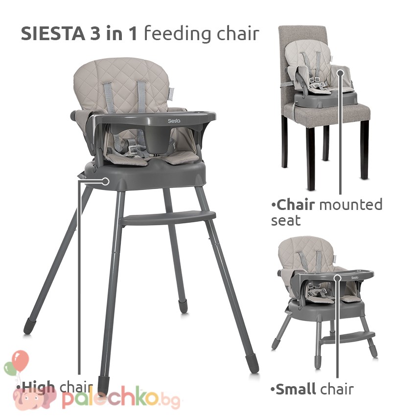 Столче за хранене 3в1 Lorelli Siesta Grey Leather - Image 8