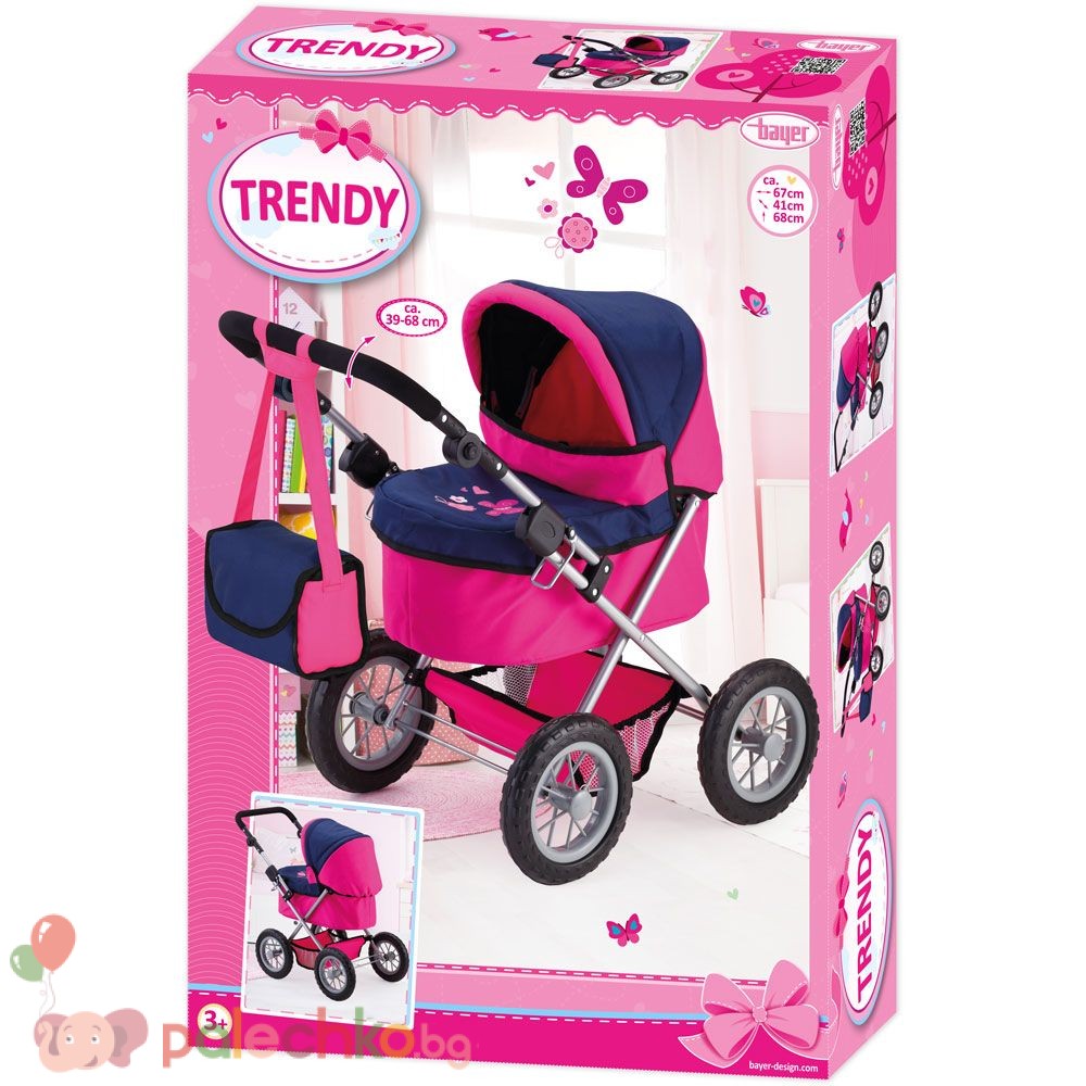 Количка за кукли Bayer Trendy Синьо/Розова - Image 7