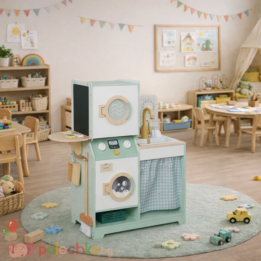 Детска дървена пералня 3в1 с мивка и сушилня Ginger Home - Image 9