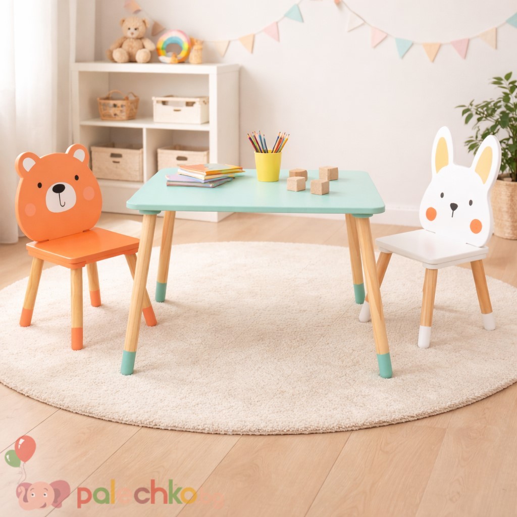 Детска масичка с две столчета Ginger Home Мече и Зайче - Image 8
